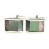 Peluche - Trapezium Shaped Nacre -Grey, Silver - Cufflinks - Brass, Stone