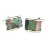 Peluche Trapezium Shaped Nacre Grey, Silver Cufflinks