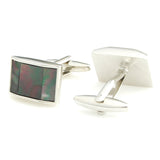 Peluche Trapezium Shaped Nacre Grey, Silver Cufflinks