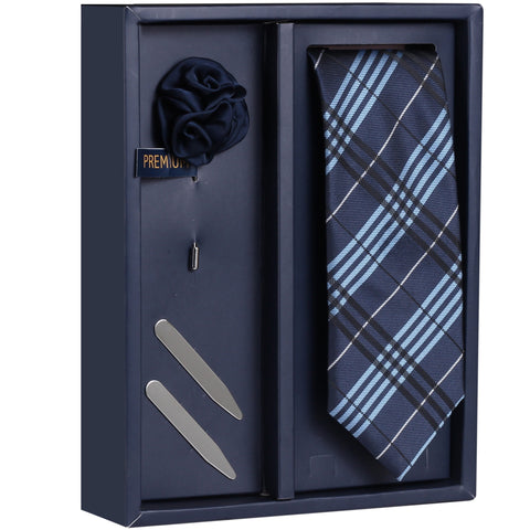 The Plum Assort Gift Box Includes 1 Neck Tie, 1 Brooch & 1 Pair of Collar Stays for Men | Genuine Branded Product from Peluche.in