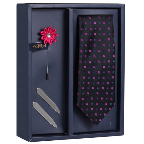 The Elegant Dots Gift Box Includes 1 Neck Tie, 1 Brooch & 1 Pair of Collar Stays for Men | Genuine Branded Product from Peluche.in