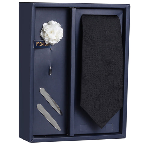 The Splendid Pastiche Gift Box Includes 1 Neck Tie, 1 Brooch & 1 Pair of Collar Stays for Men | Genuine Branded Product from Peluche.in