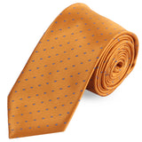 Peluche Dotted Gold Colored Microfiber Necktie For Men