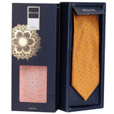 Peluche Dotted Gold Colored Microfiber Necktie For Men