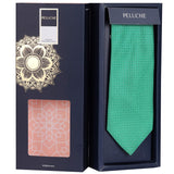 Peluche Abstract Steps Green Colored Microfiber Necktie For Men