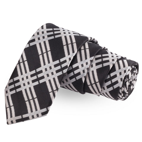Squared Emblish Black Colored Microfiber Necktie For Men | Genuine Branded Product  from Peluche.in