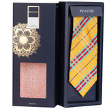 Peluche Polished Yellow Microfiber Necktie For Men