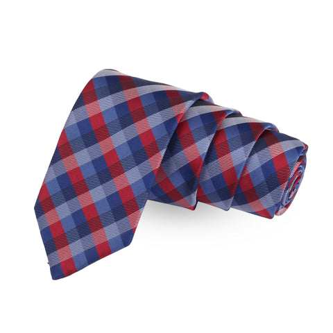 Moderated Checks Blue Colored Microfiber Necktie For Men | Genuine Branded Product  from Peluche.in