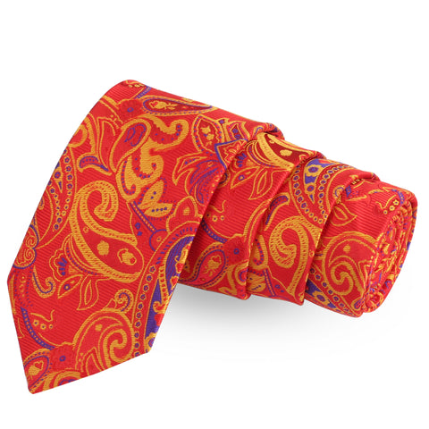 The Orange Fiesta Orange Colored Microfiber Necktie For Men | Genuine Branded Product  from Peluche.in