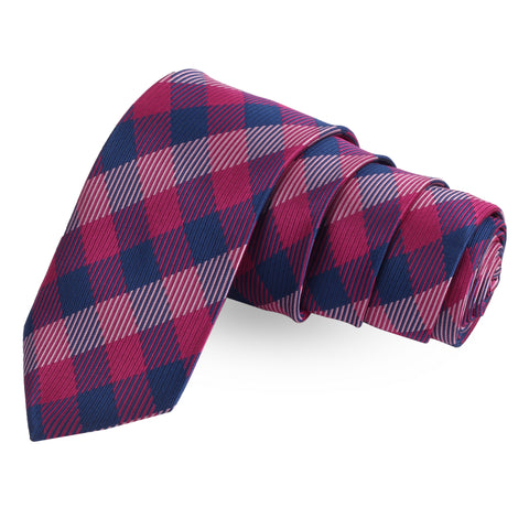 The Striped Check Pink Colored Microfiber Necktie For Men | Genuine Branded Product  from Peluche.in