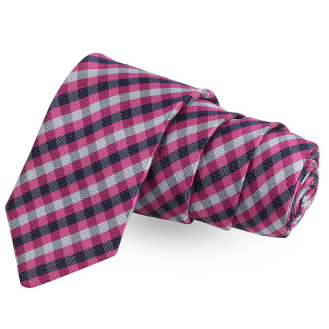 The Robust Check Pink Colored Microfiber Necktie For Men | Genuine Branded Product  from Peluche.in