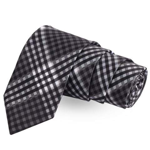 The Little Checks Black Colored Microfiber Necktie For Men | Genuine Branded Product  from Peluche.in