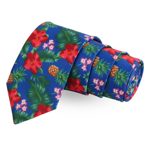 The Floral Ambush Blue Colored Microfiber Necktie For Men | Genuine Branded Product  from Peluche.in