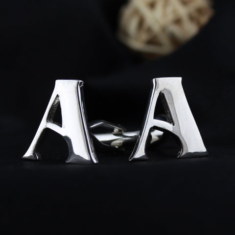 Peluche Silver Coloured Alphabet Cufflink (Letter A)