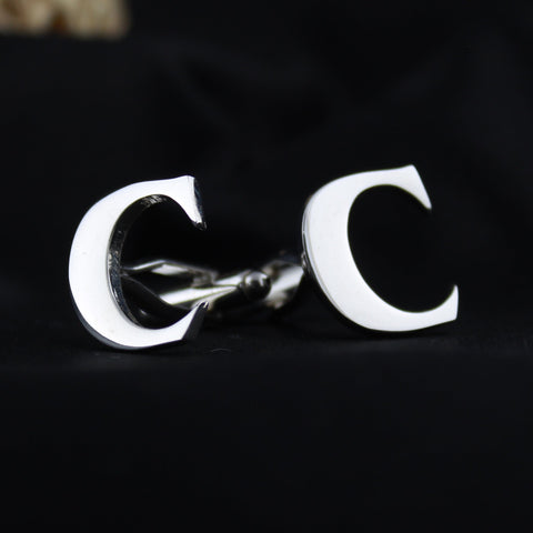 Peluche Silver Coloured Alphabet Cufflink (Letter C)