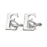 Peluche Silver Coloured Alphabet Cufflink (Letter E)