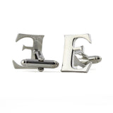 Peluche Silver Coloured Alphabet Cufflink (Letter E)