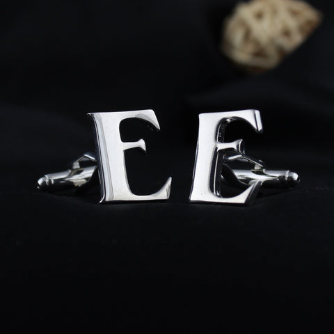 Peluche Silver Coloured Alphabet Cufflink (Letter E)