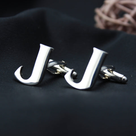 Peluche Silver Coloured Alphabet Cufflink (Letter J)