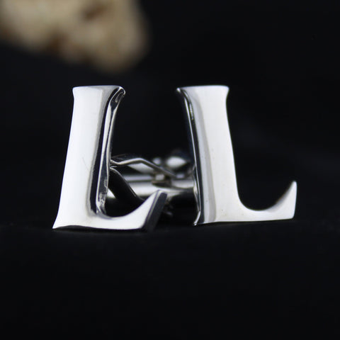 Peluche Silver Coloured Alphabet Cufflink (Letter L)