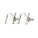 Peluche Silver Coloured Alphabet Cufflink (Letter N)