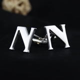 Peluche Silver Coloured Alphabet Cufflink (Letter N)