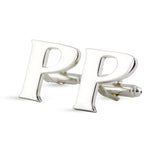 Peluche Silver Coloured Alphabet Cufflink (Letter P)