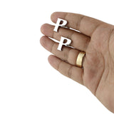 Peluche Silver Coloured Alphabet Cufflink (Letter P)