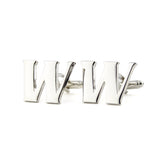 Peluche Silver Coloured Alphabet Cufflink (Letter W)