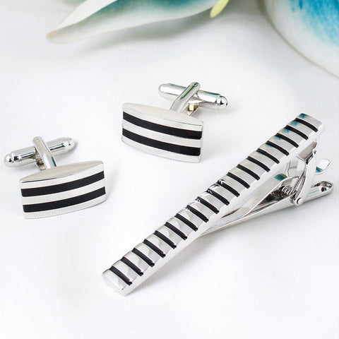 Peluche Mr.Dapper Party Striped Cufflinks and Tie Pin Set