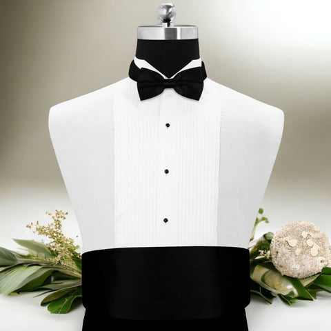 Peluche Debonair Black Cummerbund and Bow Tie Set Satin