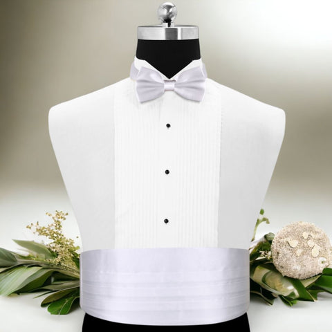 Peluche Royal White Cummerbund & Bow Tie Set