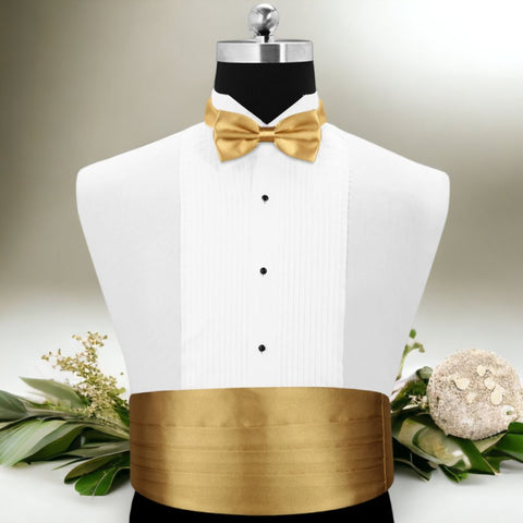 Peluche A Golden Rendezvous - Cummerbund and Bow Tie Set Satin