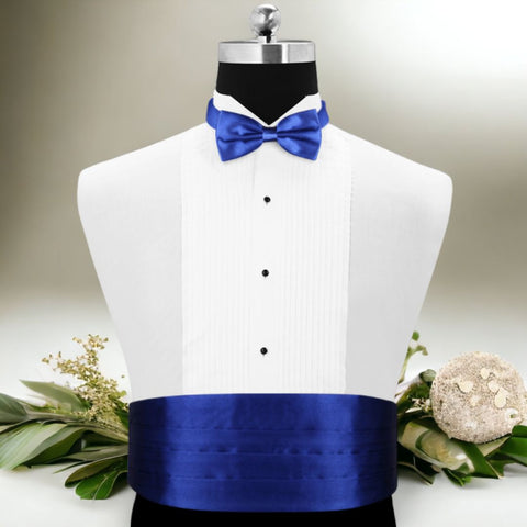 Peluche Bold Blue - Cummerbund and Bow Tie Set Satin