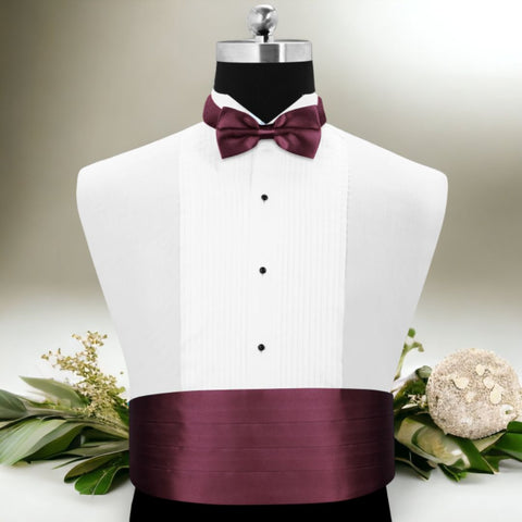 Peluche Azured Wine Colour Cummerbund & Bow Tie Set