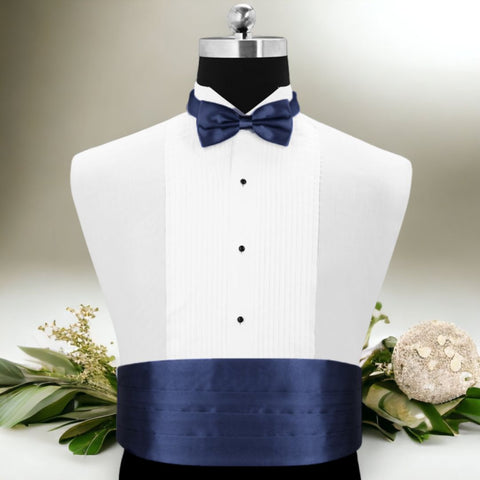 Peluche Cerulean Navy Blue Cummerbund & Bow Tie Set