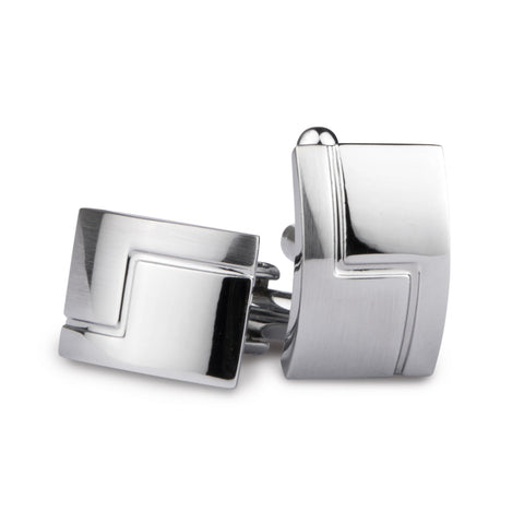 Kavove The Curvy Bend Silver Coloured Cufflinks For Men