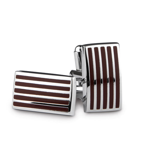 Kavove The Royal Stripes Brown Coloured Cufflinks For Men