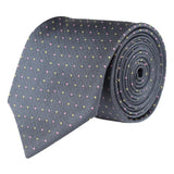 Kovove The Refreshing Twin Polka Dot  Grey Necktie For Men