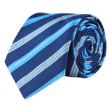 Kovove The Sharp Striped  Blue Necktie For Men