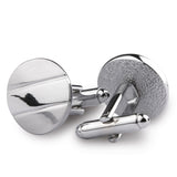 Kavove The Circular Silver Coloured Cufflinks For Men