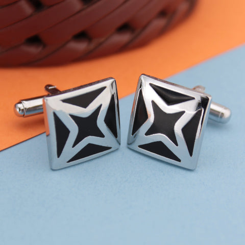 Kavove The Starlet Black & Silver Cufflink For Men