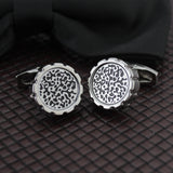 Kavove The Paint Stroke Black & Silver Cufflinks For Men