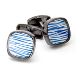 Kavove The Cool Breeze Blue & Black Cufflinks For Men