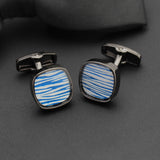 Kavove The Cool Breeze Blue & Black Cufflinks For Men