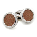 Kavove The Ace Mantle Brown & Silver Cufflinks For Men