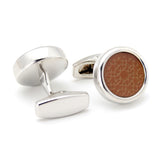 Kavove The Ace Mantle Brown & Silver Cufflinks For Men