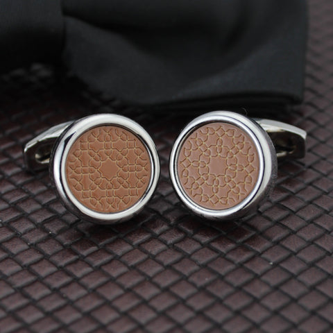 Kavove The Ace Mantle Brown & Silver Cufflinks For Men