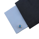 Kavove The Circle Blaze Blue & Golden Cufflinks For Men