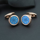 Kavove The Circle Blaze Blue & Golden Cufflinks For Men